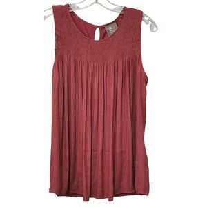 Dolan Left Coast Collection Smocked Sleeveless Top Womens S Red Pleated Relaxed